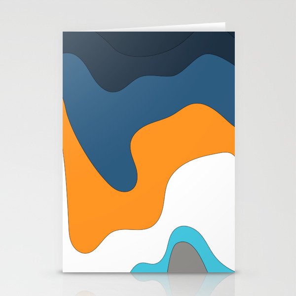 Liquid - Colorful Fluid Summer Vibes Beach Design Pattern in Blue and Orange Stationery Cards