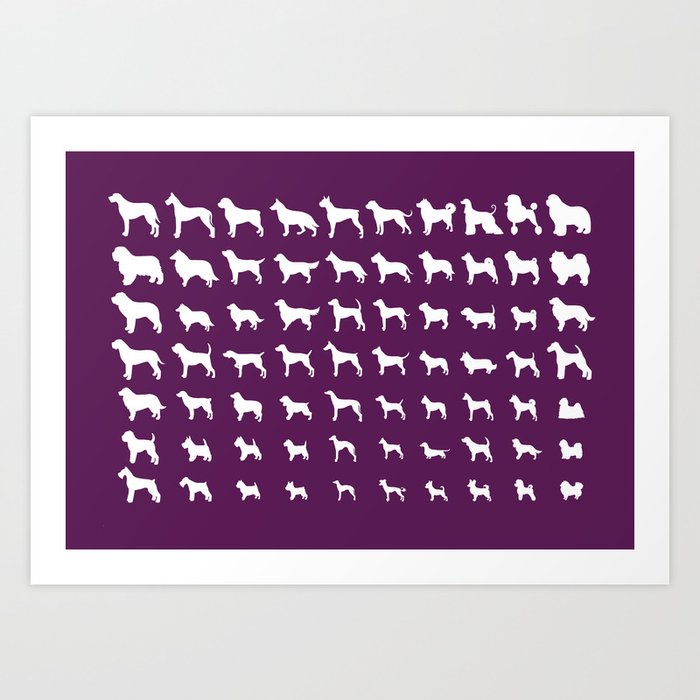 All Dogs (Plum) Art Print