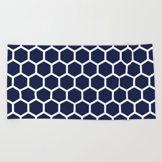 Indigo Navy Blue Honeycomb Beach Towel