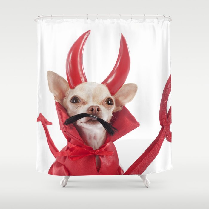 devil chihuahua Shower Curtain