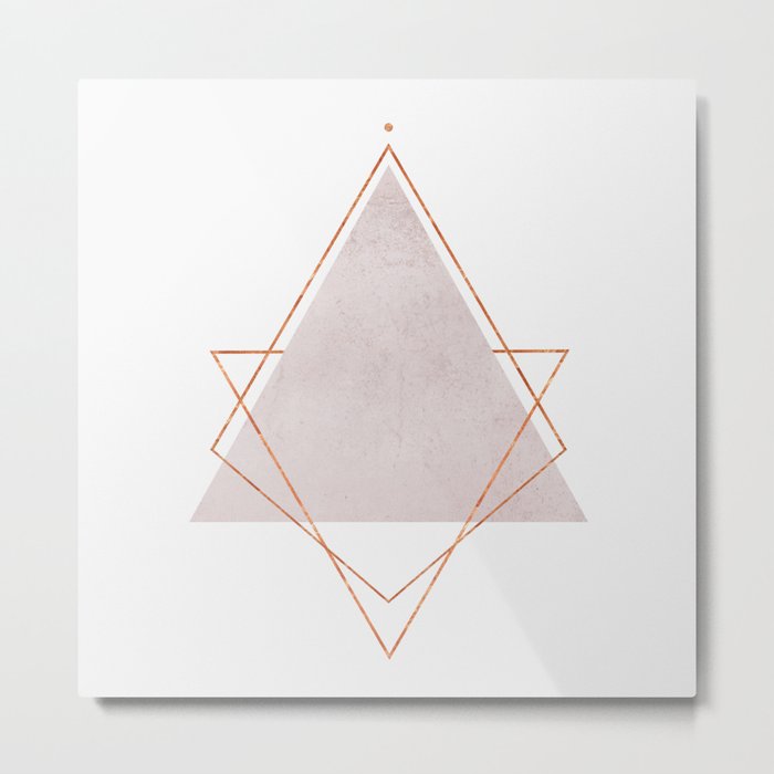 blush copper rose gold geometric syndrome metal print by