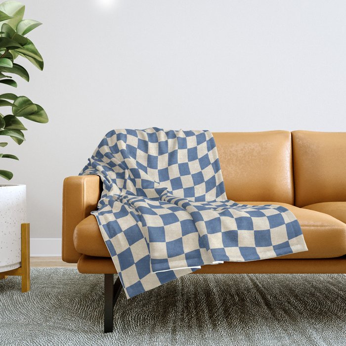 Wavy Checkered Throw Blanket by withoutlimits Society6