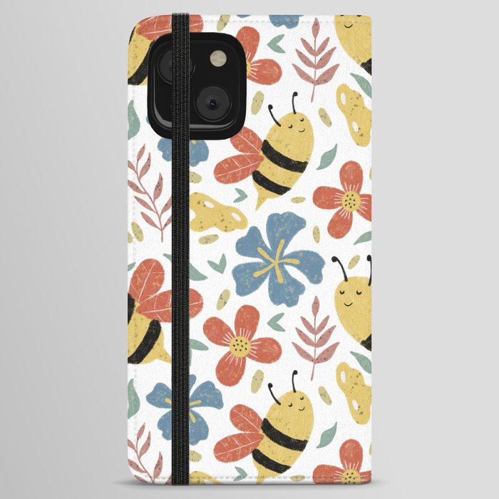 Cute Honey Bees and Flowers iPhone Wallet Case
