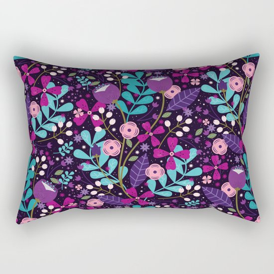 Starlight Blooms Rectangular Pillow
