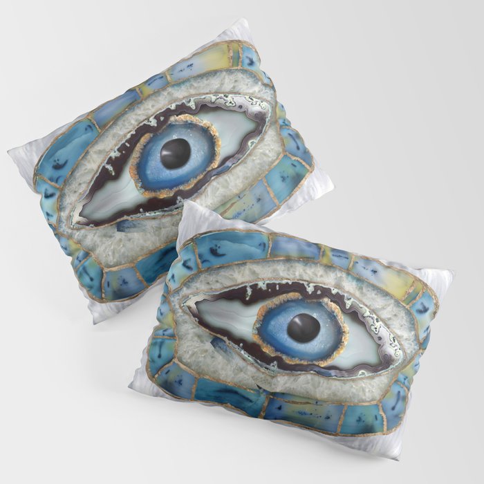 Evil Eye Amulet Geodes and Crystals Pillow Sham