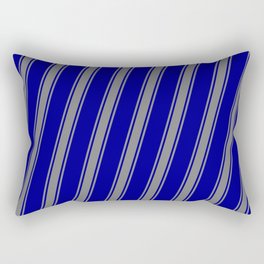 [ Thumbnail: Dark Blue & Grey Colored Striped Pattern Rectangular Pillow ]