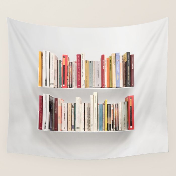 Minimalist Hanging Bookshelf Wall Tapestry by book merch Society6