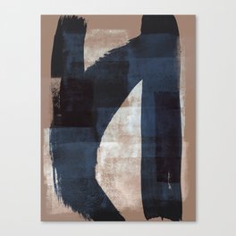 Just Tan and Indigo 3 | Expressive Minimalist Abstract Canvas Print