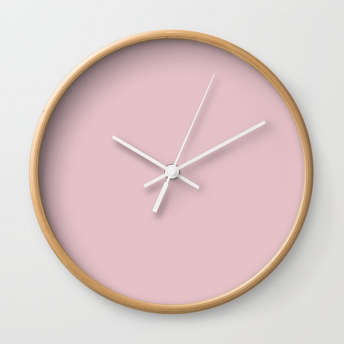Pale Pastel Pink Solid Color Hue Shade - Patternless 4 Wall Clock