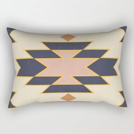 Desert Boho Aztec Folk Motif Blue and Blush Pink Rectangular Pillow