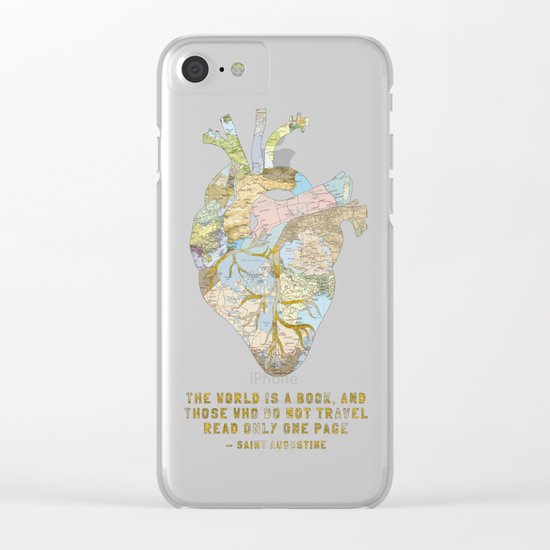 A Traveler's Heart + Quote Clear iPhone Case