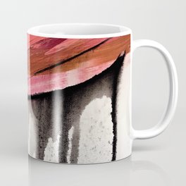 Entangled [4]: a vibrant, colorful abstract mixed-media piece in reds, pinks, black and white Coffee Mug
