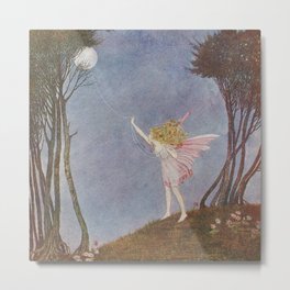 “Pearls of Moonlight” by Ida Rentoul Outhwaite (1916) Metal Print | Design, Digital, Fairies, Acrylic, Interior, Vintage, Victorian, Escapism, Moon, Graphicdesign 