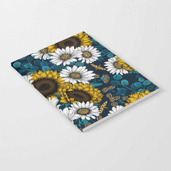 Sunflowers and daisies, summer garden Notebook