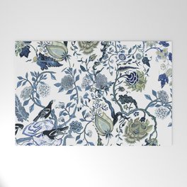 Blue vintage chinoiserie flora Welcome Mat