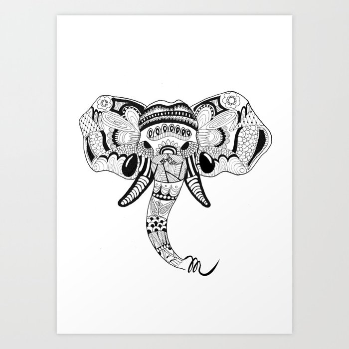 Mandala Elephant Art Print