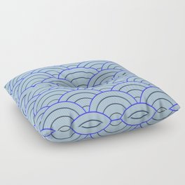 Bright Blue Art Deco Geometry Floor Pillow