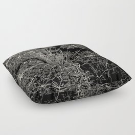 Richmond USA. Black and White City Map Floor Pillow