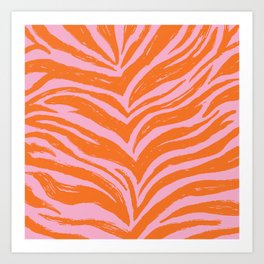 Bright Pink and Orange Tiger Stripes - Animal Print - Zebra Print Art Print