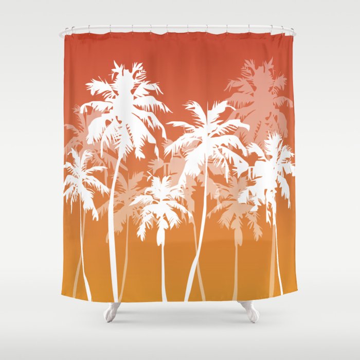 Summer Vibes Retro Minimalistic Vintage Palm Tree Design  Shower Curtain