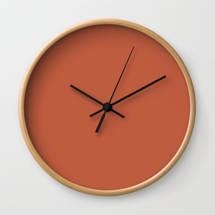 Burnt Orange Solid Color Pantone Spice Route 17-1345 Accent to Color of the Year 2021 Wall Clock