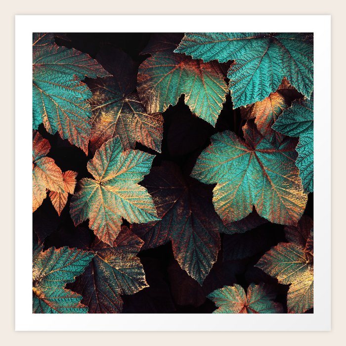 Copper And Teal Leaves Art Print by Elisabeth Fredriksson Society6