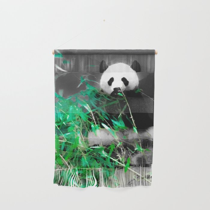 Panda Eating Bamboo Abstract Print Wall Hanging
