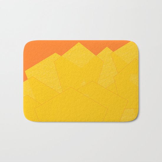 Colorful Yellow Abstract Shapes Bath Mat