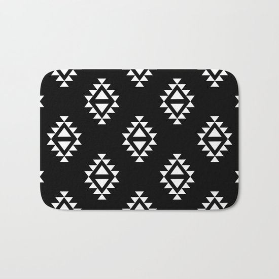 Linocut southwest minimal pattern black and white print scandinavian minimalism Bath Mat
