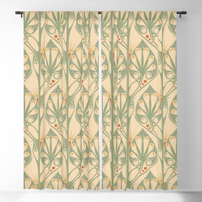 retro wallpaper - art nouveau Blackout Curtain