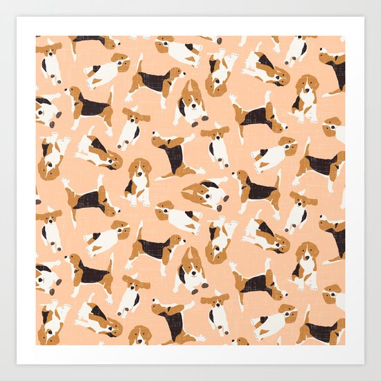 beagle scatter peach Art Print