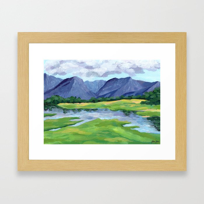 Mountain Lake in the Spring Art Print Framed Art Print