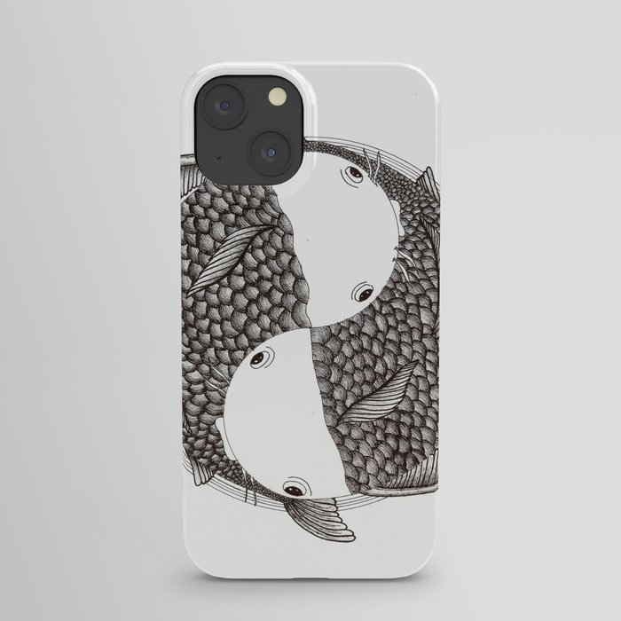 Pisces - Fish Koi - Japanese Tattoo Style (black and white) iPhone Case