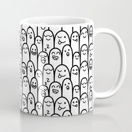 Happy Doodles Coffee Mug | Graphicdesign, Pattern, Microbes, Tiny, Miniature, Happy, Creatures, Cheerful, Doodles, Blackandwhite 