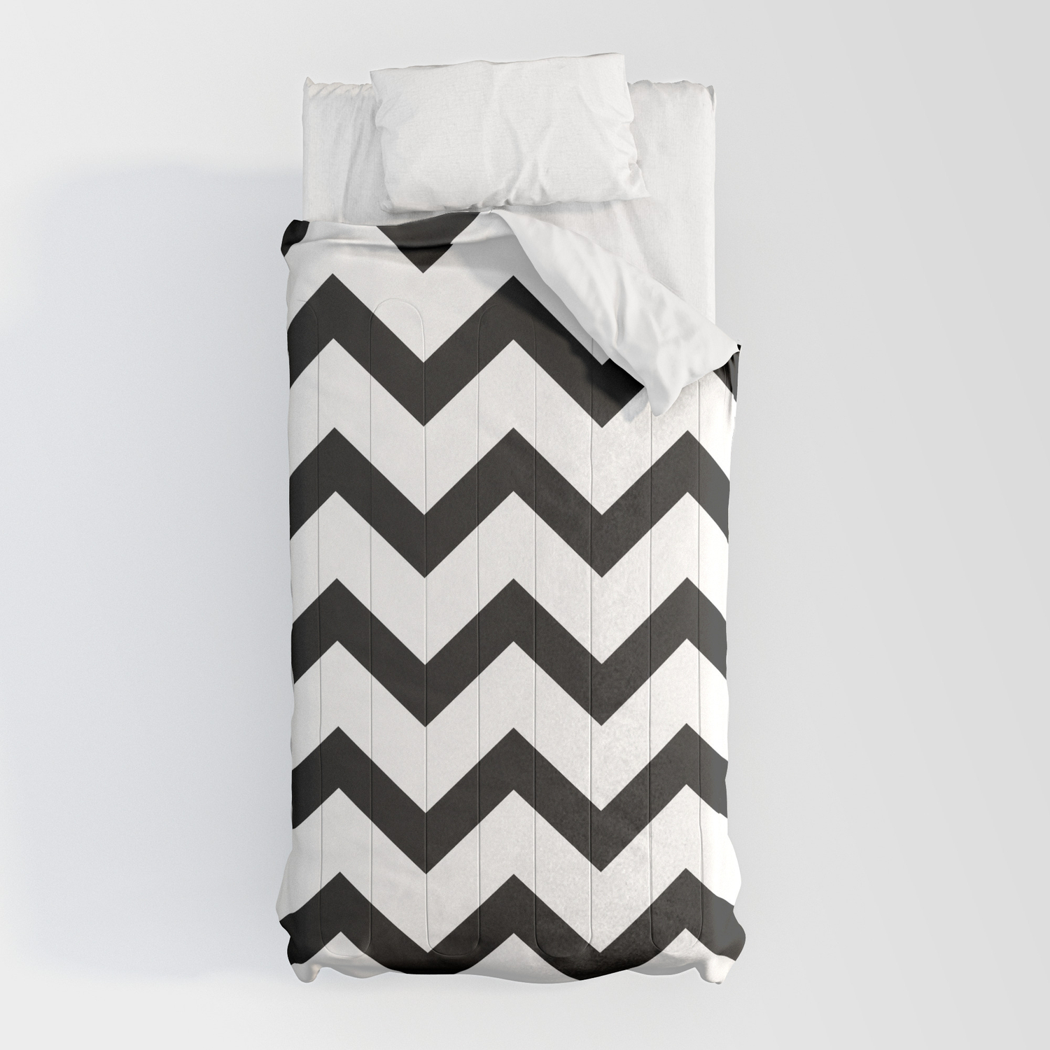 Simple Black And White Chevron Pattern Comforters By Pldesign Society6 Black is solid, walnut and white show some wood grain.
