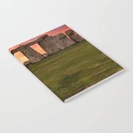 Great Britain Photography - The Stone Henge Under The Red Sunset Notebook