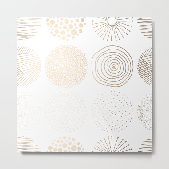 Simply Mod Circles in White Gold Sands on White Metal Print