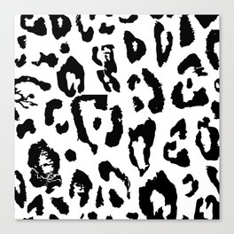 Black and White Jaguar Skin Pattern Canvas Print