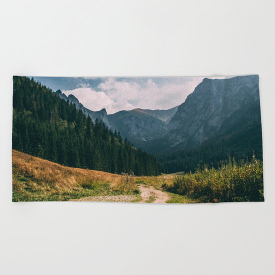 Sunny Mountain Valley Beach Towel