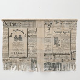 Newspaper page with retro advertisement. Vintage engraved illustration. German magazine from 1904 Wall Hanging