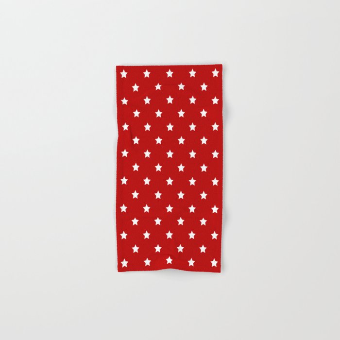 Red Background With White Stars Pattern Hand & Bath Towel