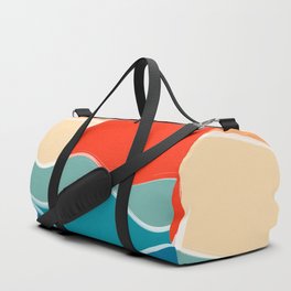 Retro 70s and 80s Color Palette Mid-Century Minimalist Nature Waves and Sun Abstract Art Duffle Bag