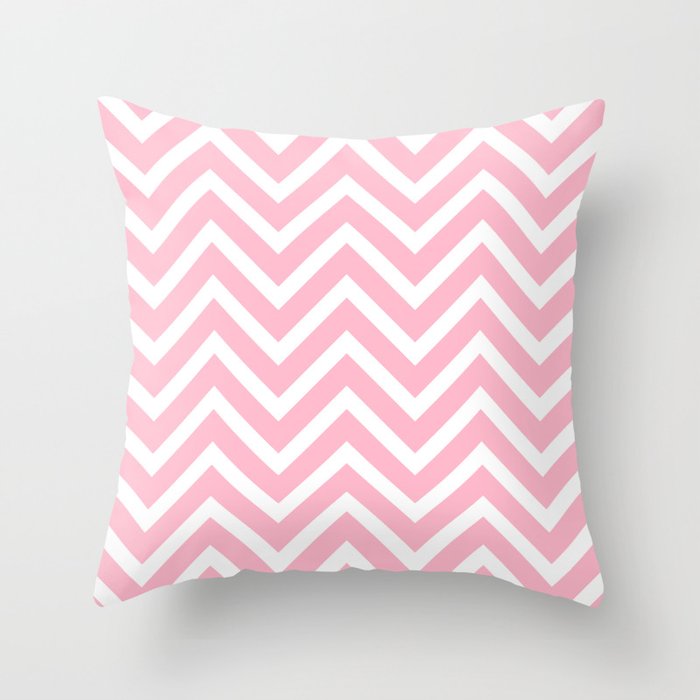 Chevron Stripes : Pink & White Throw Pillow