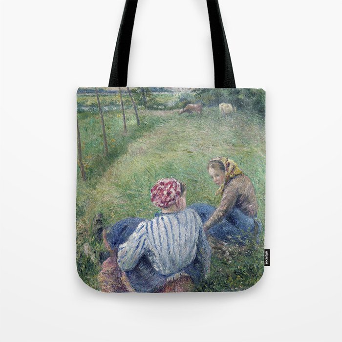 Young Peasant Girls Resting in the Fields near Pontoise Tote Bag