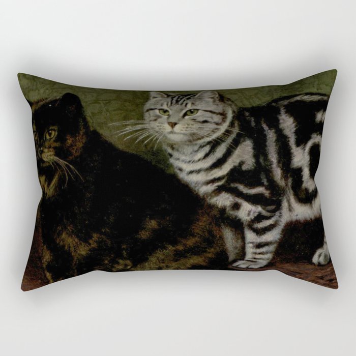 Vintage Short-Haired Cats Painting (1903) Rectangular Pillow