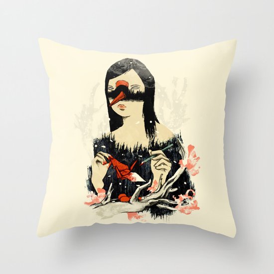 The Crane Wife Throw Pillow