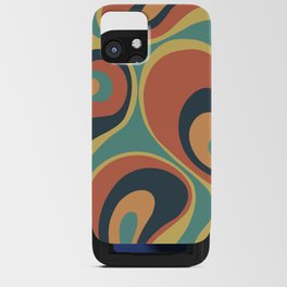 Psychedelic Retro Abstract in Charcoal, Teal, Yellow and Orange iPhone Card Case
