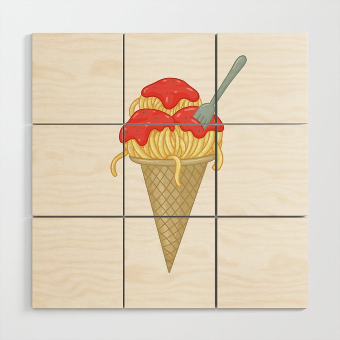 Spaghetti Ice Cream Wood Wall Art