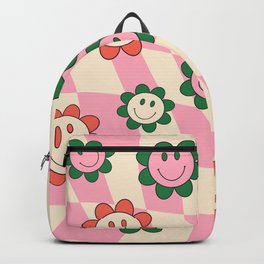 Warped Hippie Flowers Smiley Backpack