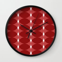 Retro psychadelic 60s 70s circles colorful getometric pattern - red Wall Clock